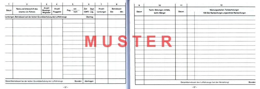 Bordbuch für Motorflugzeuge